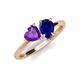 4 - Sasha Heart Shape Amethyst & Pear Shape Lab Created Blue Sapphire 2 Stone Duo Ring 