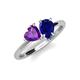 4 - Sasha Heart Shape Amethyst & Pear Shape Lab Created Blue Sapphire 2 Stone Duo Ring 