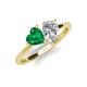 4 - Sasha GIA Certified Pear Shape Diamond & Heart Shape Lab Created Emerald 2 Stone Duo Ring 