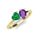 4 - Sasha Heart Shape Lab Created Emerald & Pear Shape Amethyst 2 Stone Duo Ring 