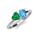 4 - Sasha Heart Shape Lab Created Emerald & Pear Shape Blue Topaz 2 Stone Duo Ring 