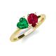 4 - Sasha Heart & Pear Shape Created Emerald & Created Ruby 2 Stone Duo Ring 
