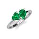 4 - Sasha Heart & Pear Shape Lab Created Emerald 2 Stone Duo Ring 