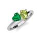 4 - Sasha Heart Shape Lab Created Emerald & Pear Shape Peridot 2 Stone Duo Ring 