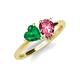 4 - Sasha Heart Shape Lab Created Emerald & Pear Shape Pink Tourmaline 2 Stone Duo Ring 