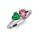 4 - Sasha Heart Shape Lab Created Emerald & Pear Shape Pink Tourmaline 2 Stone Duo Ring 
