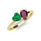 4 - Sasha Heart Shape Lab Created Emerald & Pear Shape Rhodolite Garnet 2 Stone Duo Ring 