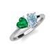 4 - Sasha Heart Shape Lab Created Emerald & Pear Shape Aquamarine 2 Stone Duo Ring 