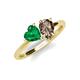 4 - Sasha Heart Shape Lab Created Emerald & Pear Shape Smoky Quartz 2 Stone Duo Ring 