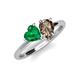 4 - Sasha Heart Shape Lab Created Emerald & Pear Shape Smoky Quartz 2 Stone Duo Ring 