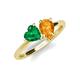 4 - Sasha Heart Shape Lab Created Emerald & Pear Shape Citrine 2 Stone Duo Ring 