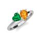 4 - Sasha Heart Shape Lab Created Emerald & Pear Shape Citrine 2 Stone Duo Ring 