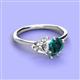 3 - Sasha GIA Certified Heart Shape Diamond & Pear Shape London Blue Topaz Stone Duo Ring 