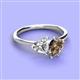 3 - Sasha GIA Certified Heart Shape Diamond & Pear Shape Smoky Quartz Stone Duo Ring 