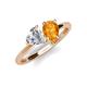 4 - Sasha GIA Certified Heart Shape Diamond & Pear Shape Citrine Stone Duo Ring 