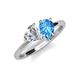 4 - Sasha GIA Certified Heart Shape Diamond & Pear Shape Blue Topaz Stone Duo Ring 
