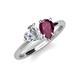 4 - Sasha GIA Certified Heart Shape Diamond & Pear Shape Rhodolite Garnet Stone Duo Ring 