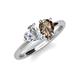 4 - Sasha GIA Certified Heart Shape Diamond & Pear Shape Smoky Quartz Stone Duo Ring 
