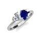 4 - Sasha IGI Certified Heart Shape Lab Grown Diamond & Pear Shape Lab Created Blue Sapphire 2 Stone Duo Ring 