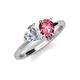 4 - Sasha IGI Certified Heart Shape Lab Grown Diamond & Pear Shape Pink Tourmaline Stone Duo Ring 
