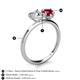 5 - Sasha GIA Certified Heart Shape Diamond & Pear Shape Lab Created Ruby 2 Stone Duo Ring 