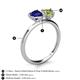 5 - Sasha Heart Shape Lab Created Blue Sapphire & Pear Shape Peridot 2 Stone Duo Ring 