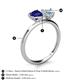 5 - Sasha Heart Shape Lab Created Blue Sapphire & Pear Shape Aquamarine 2 Stone Duo Ring 