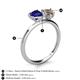 5 - Sasha Heart Shape Lab Created Blue Sapphire & Pear Shape Smoky Quartz 2 Stone Duo Ring 