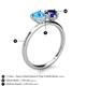 5 - Sasha Heart Shape Blue Topaz & Pear Shape Lab Created Blue Sapphire 2 Stone Duo Ring 