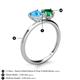 5 - Sasha Heart Shape Blue Topaz & Pear Shape Lab Created Emerald 2 Stone Duo Ring 