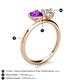 5 - Sasha GIA Certified Pear Shape Diamond & Heart Shape Amethyst 2 Stone Duo Ring 
