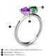 5 - Sasha Heart Shape Amethyst & Pear Shape Lab Created Emerald 2 Stone Duo Ring 