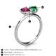 5 - Sasha Heart Shape Rhodolite Garnet & Pear Shape Lab Created Emerald 2 Stone Duo Ring 