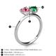 5 - Sasha Heart Shape Pink Tourmaline & Pear Shape Lab Created Emerald 2 Stone Duo Ring 