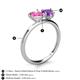 5 - Sasha Heart Shape Lab Created Pink Sapphire & Pear Shape Amethyst 2 Stone Duo Ring 