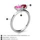 5 - Sasha Heart & Pear Shape Created Pink Sapphire & Created Ruby 2 Stone Duo Ring 