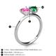 5 - Sasha Heart & Pear Shape Created Pink Sapphire & Created Emerald 2 Stone Duo Ring 