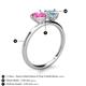 5 - Sasha Heart Shape Lab Created Pink Sapphire & Pear Shape Aquamarine 2 Stone Duo Ring 