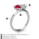 5 - Sasha GIA Certified Pear Shape Diamond & Heart Shape Lab Created Ruby 2 Stone Duo Ring 