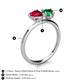 5 - Sasha Heart & Pear Shape Created Ruby & Created Emerald 2 Stone Duo Ring 