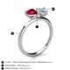 5 - Sasha Heart Shape Lab Created Ruby & Pear Shape Aquamarine 2 Stone Duo Ring 
