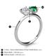 5 - Sasha Heart & Pear Shape Created White Sapphire & Created Emerald 2 Stone Duo Ring 