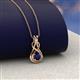 2 - Amanda 3.00 mm Round Blue Sapphire Solitaire Infinity Love Knot Pendant Necklace 
