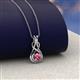 2 - Amanda 3.00 mm Round Pink Tourmaline Solitaire Infinity Love Knot Pendant Necklace 
