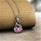 2 - Amanda 4.00 mm Round Pink Sapphire Solitaire Infinity Love Knot Pendant Necklace 