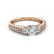 2 - Valene 1.05 ctw IGI Certified Lab Grown Diamond Round (5.50 mm) & Natural Diamond Three Stone Engagement Ring 