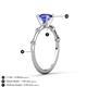 4 - Nuria 1.03 ctw (6.50 mm) Round Tanzanite and Side Spaced Round Natural Diamond Engagement Ring 