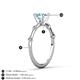 4 - Nuria 0.98 ctw (6.50 mm) Round Aquamarine and Side Spaced Round Natural Diamond Engagement Ring 