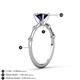 4 - Nuria 1.26 ctw (6.50 mm) Round Blue Sapphire and Side Spaced Round Natural Diamond Engagement Ring 