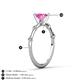 4 - Nuria 1.06 ctw (6.50 mm) Round Pink Sapphire and Side Spaced Round Natural Diamond Engagement Ring 
